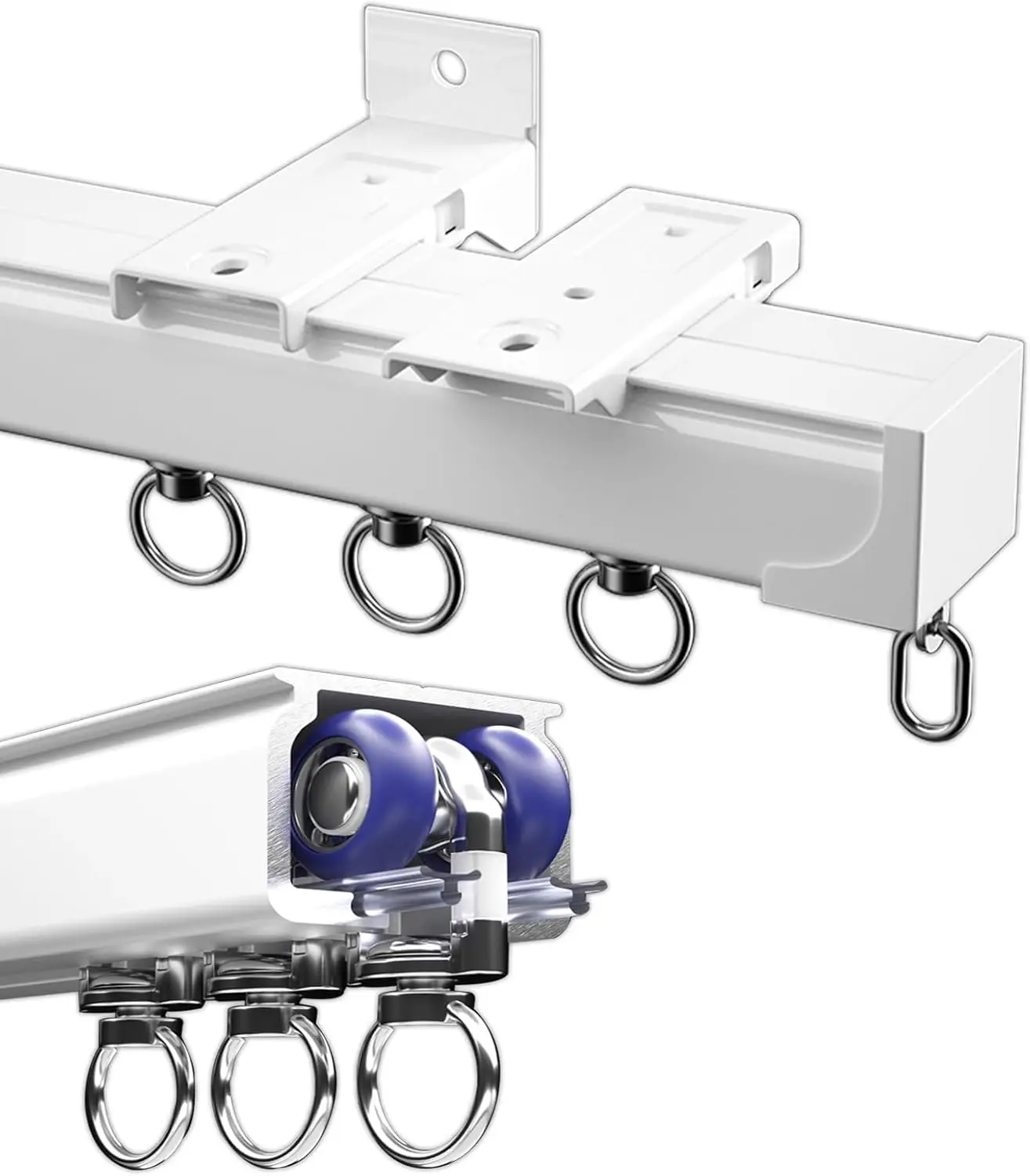 de aluminio, divisor de habitación ajustable con tiras insonorizadas, montaje en techo/WalL, accesorios completos incluidos, 330