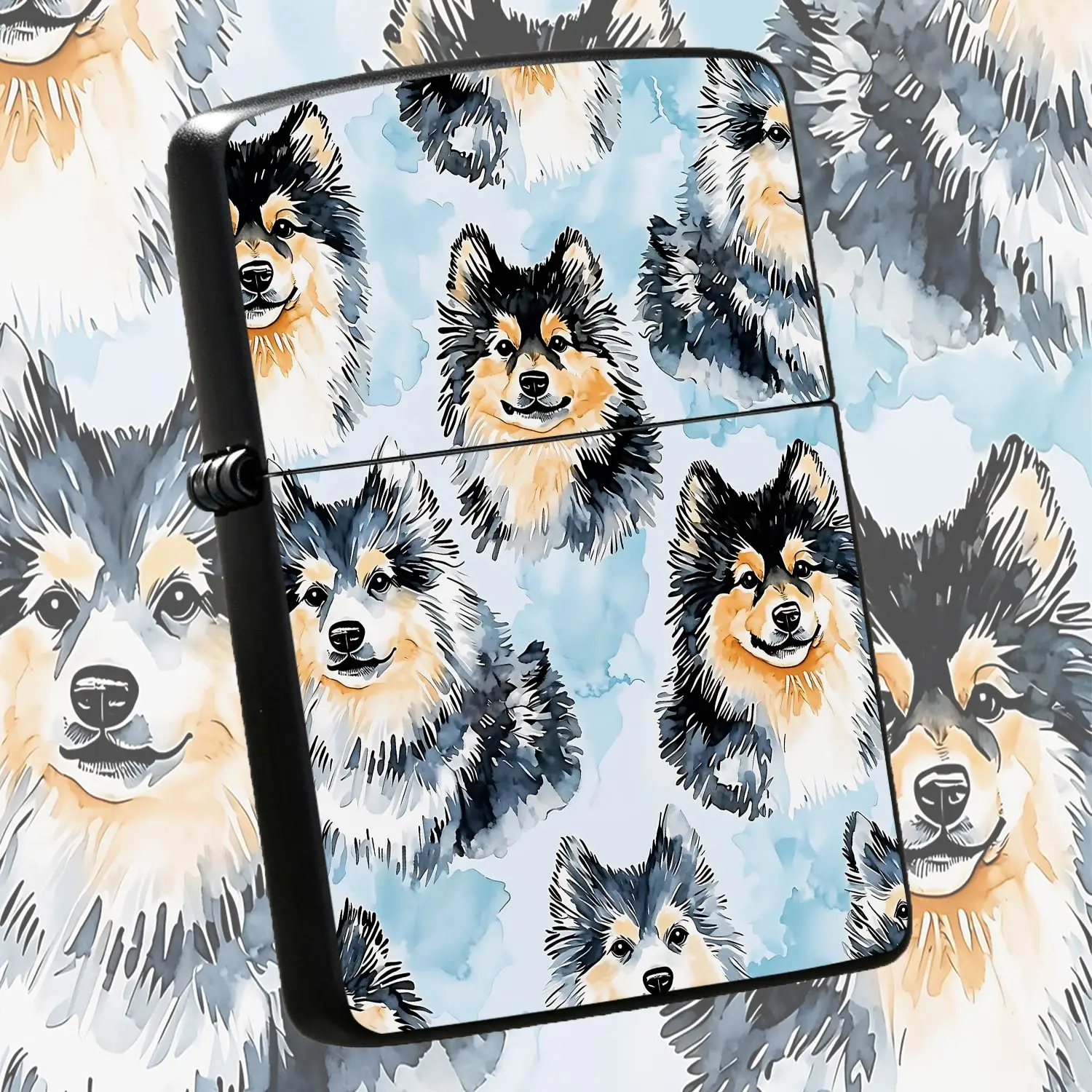 Watercolor Shetland Sheepdog Pattern Lighter, Cute Fluffy Dog Print Portable Everyday Carry Accessory, Ideal For Outdoor Camping, Home Aroma Lighting, Gifting To Pet Lovers, Suitable For Various Daily Scenarios A Humorou And Interesting Lig
