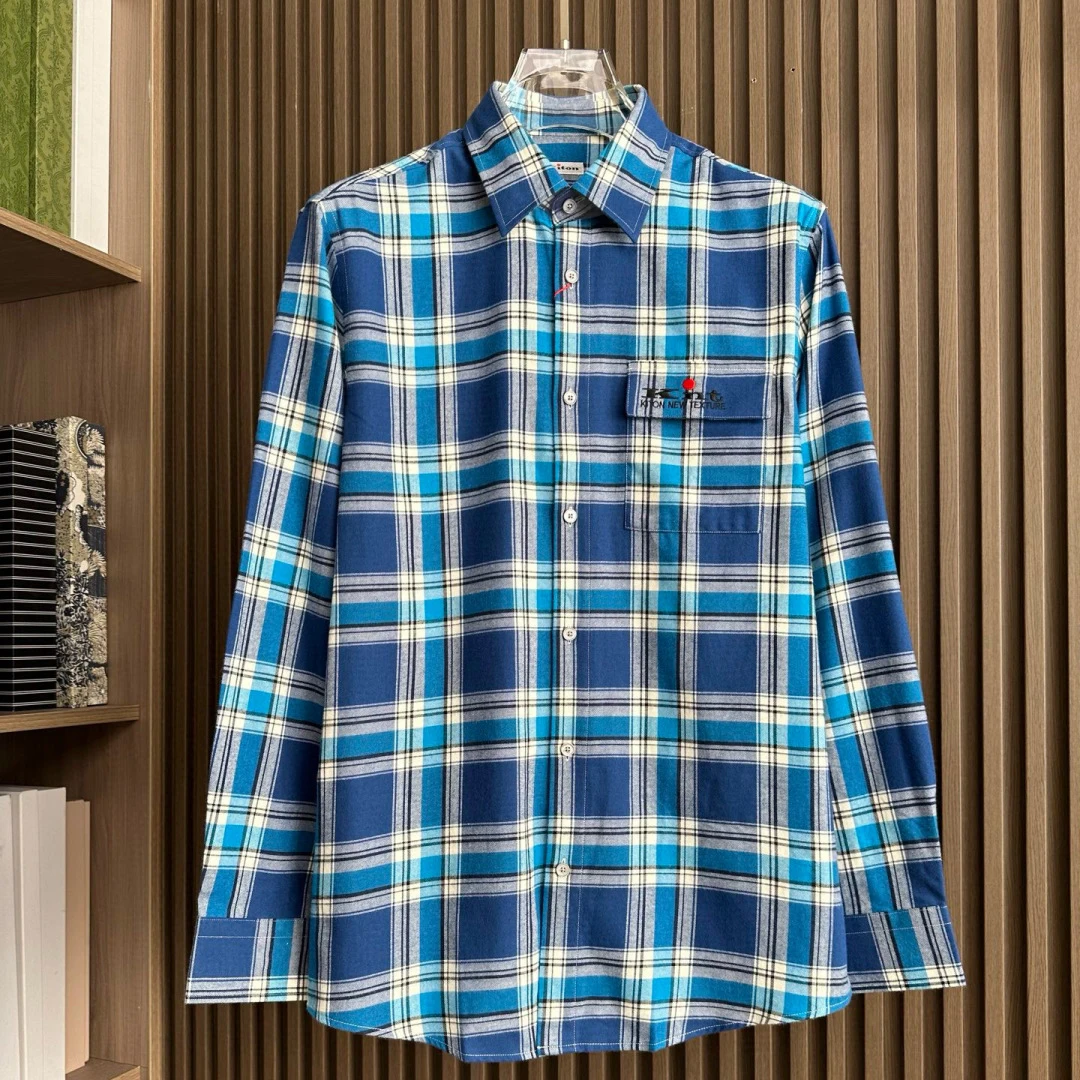 Kiton início do outono nova cor combinando negócios casual versátil moda tamanho grande lapela camisa de manga comprida masculina