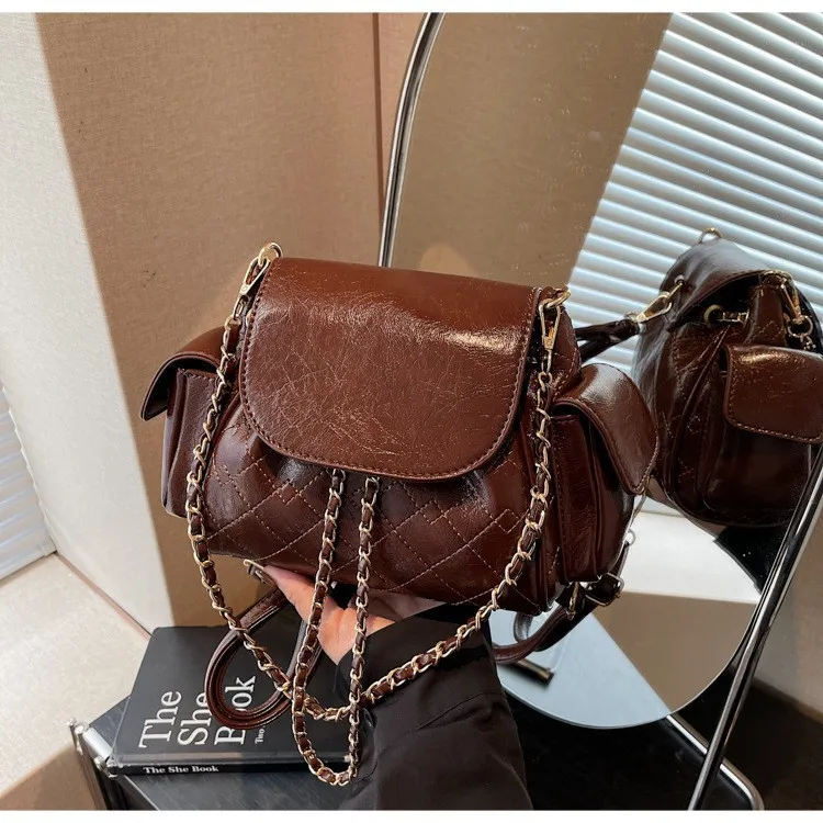 

Рюкзак с вышивкой 2024, винтажная женская сумка через плечо, роскошный кошелек с ремешком-цепочкой, текстурированная пригородная сумка, модная сумка ​