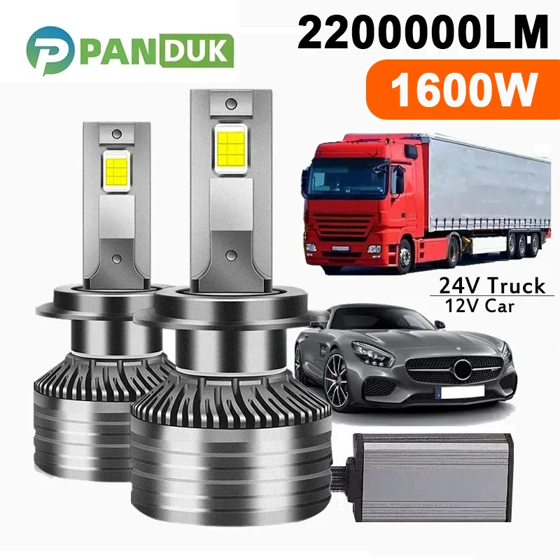 PANDUK H7 LED Canbus Headlight 2200000LM CSP H4 H1 H11 9005 9006 HB4 9012 HIR2 1600W 6000K Bulb Car LED Fog Light 12V 24V Truck
