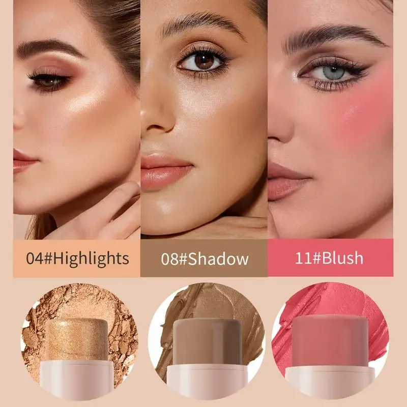 Heallor Highlighter Stick ครีม Shimmer Face Contouring Stick Cheek Blush Stick Face Bronzer Highlighters Glitter Contouring Br