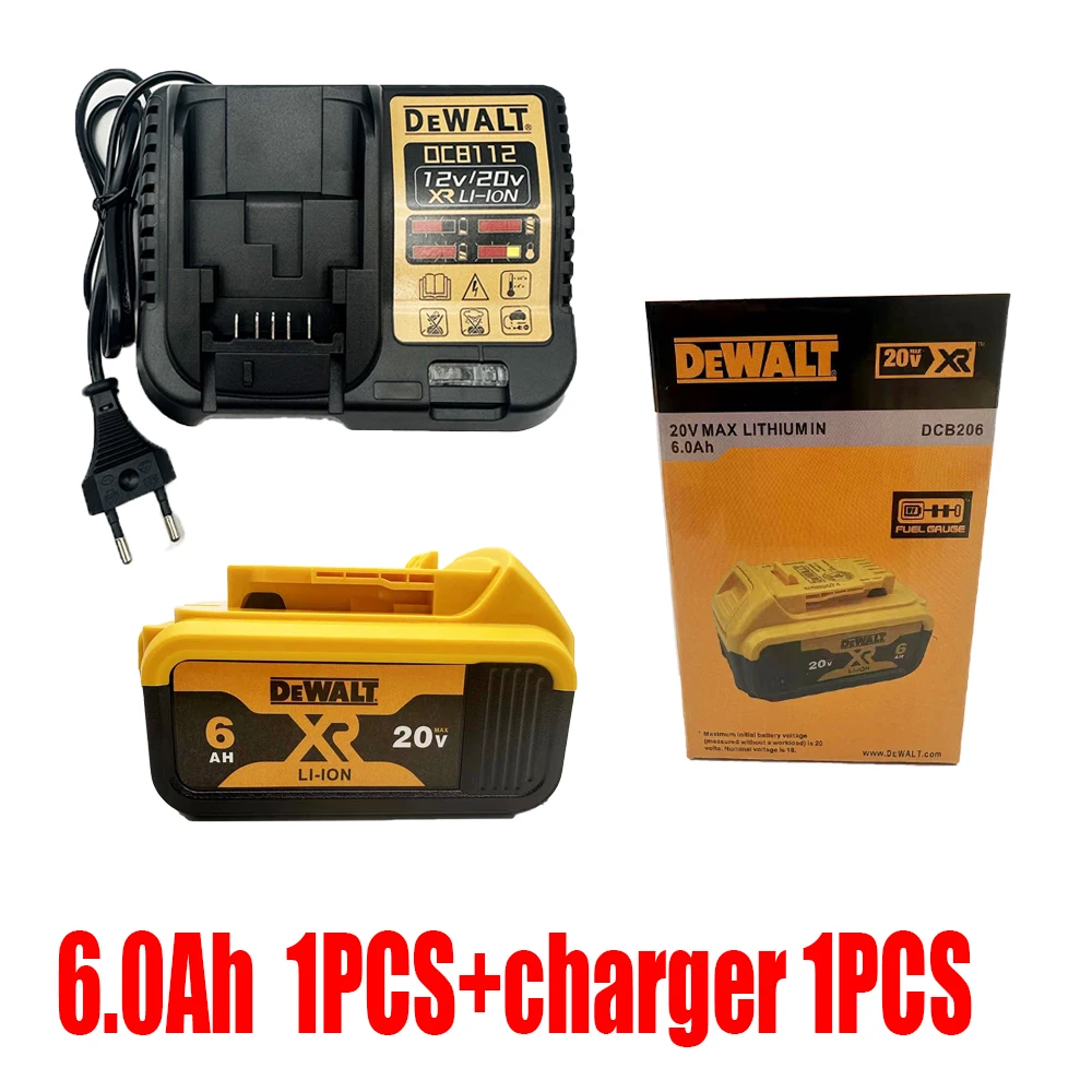 merk 100% originele Dewalt 20V batterij, 6AH oplaadbare lithium-ionbatterij, Dewalt DCB200 vervangende batterij voor elektrisch gereedschap