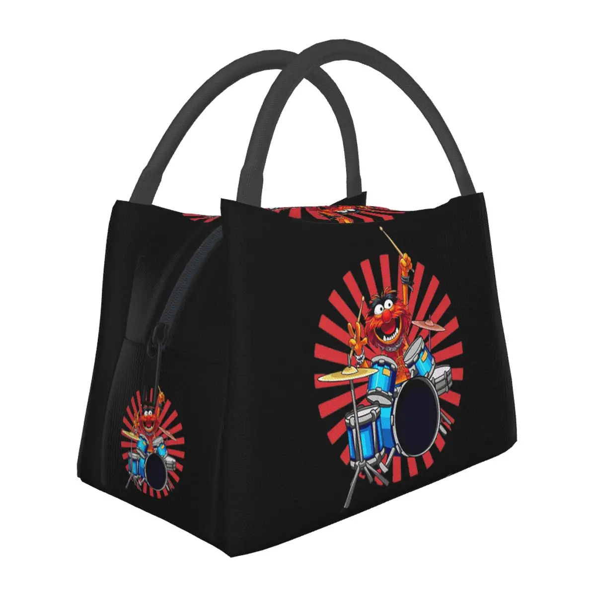 Animal Drummer Lightweight Handheld Insulated Lunch Bag Large Capacity for Adults Students Travel Picnic