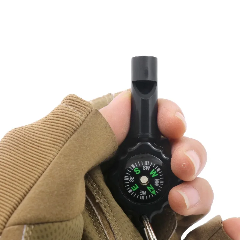 Black Color WH-2 2-in-1 Whistle Compass Keychain Compass Outdoor Camping Products Compass