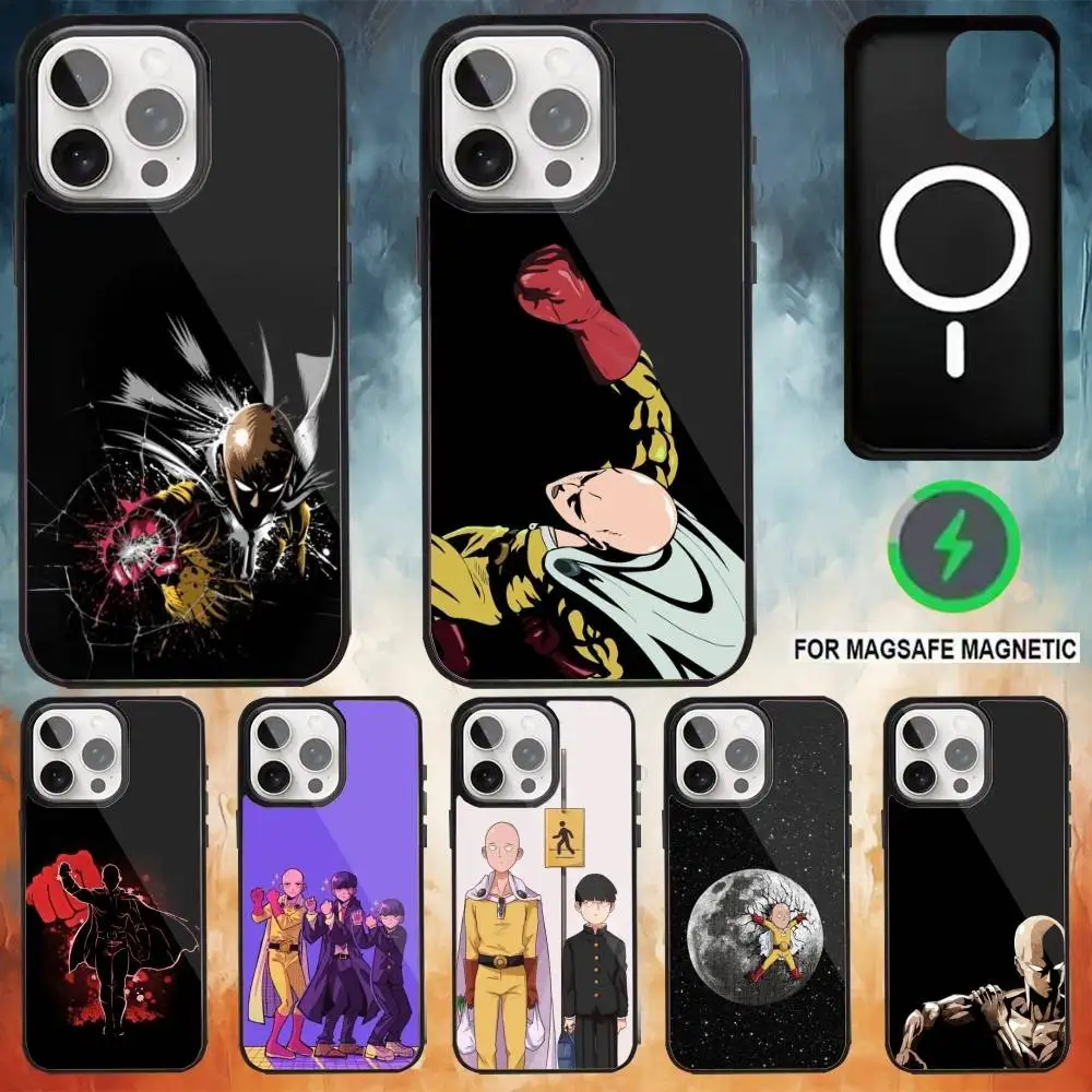 

O-One Cartoon P-Punchs Man Phone Case For iPhone17,16,15,14,13,12,11 Plus,Pro Max Magnetic For Magsafe Wireless Charging