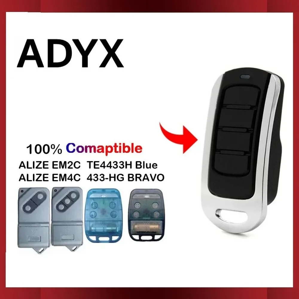 For ADYX TE4433H TE433HG BRAVO Remote Control Garage Door 433.92MHz Rolling Code ADYX Remote Control Gate Opener Transmitter