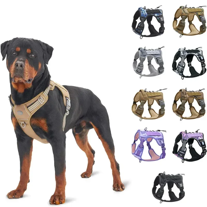 Vest Dog Pet Set Leash Large Reflective Training Small For Adjustable Working Pull Dogs No Tactical And Harness