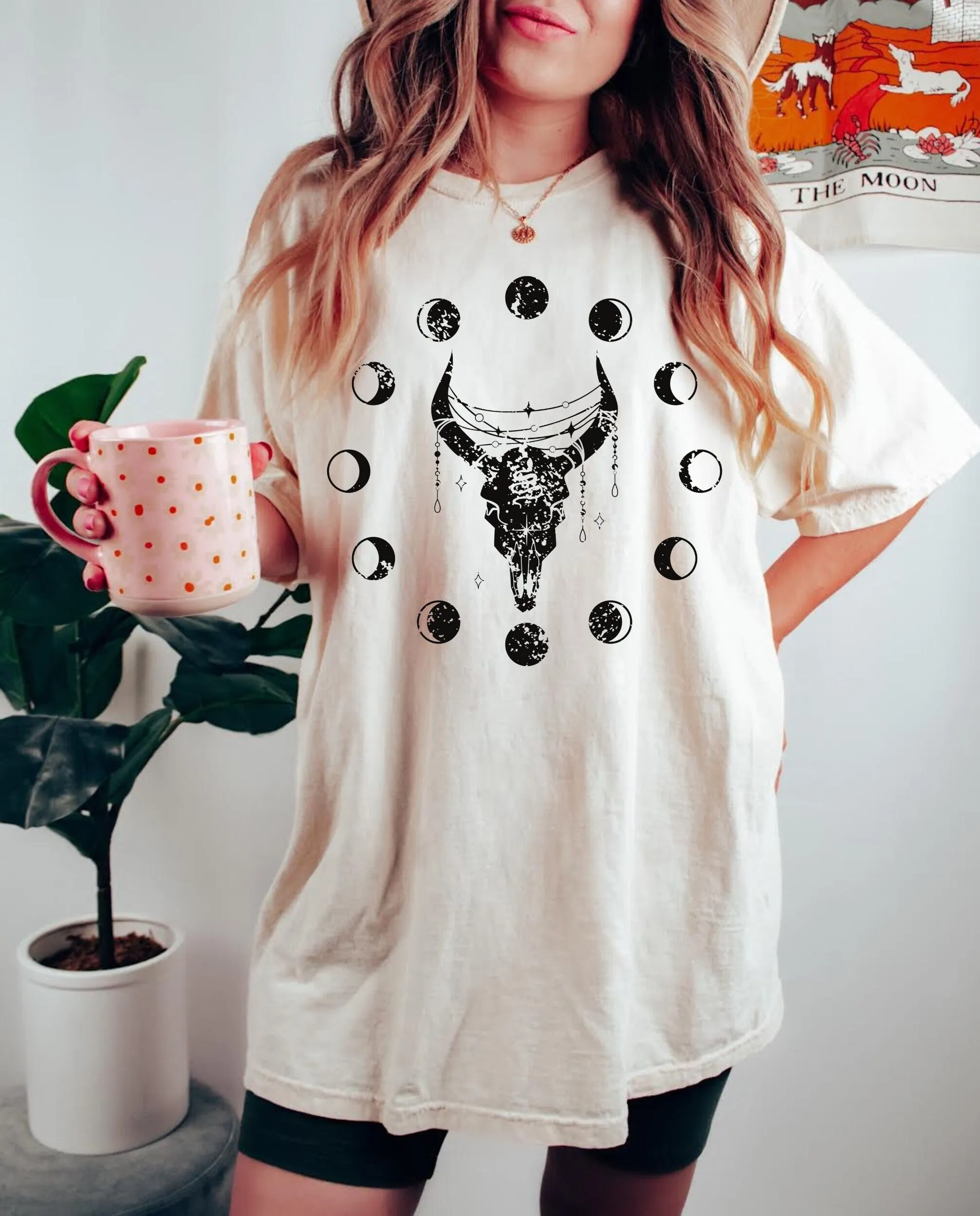 Distressed Cow Skeleton Shirt Cow Shirt Moon Phase Shirt Cow