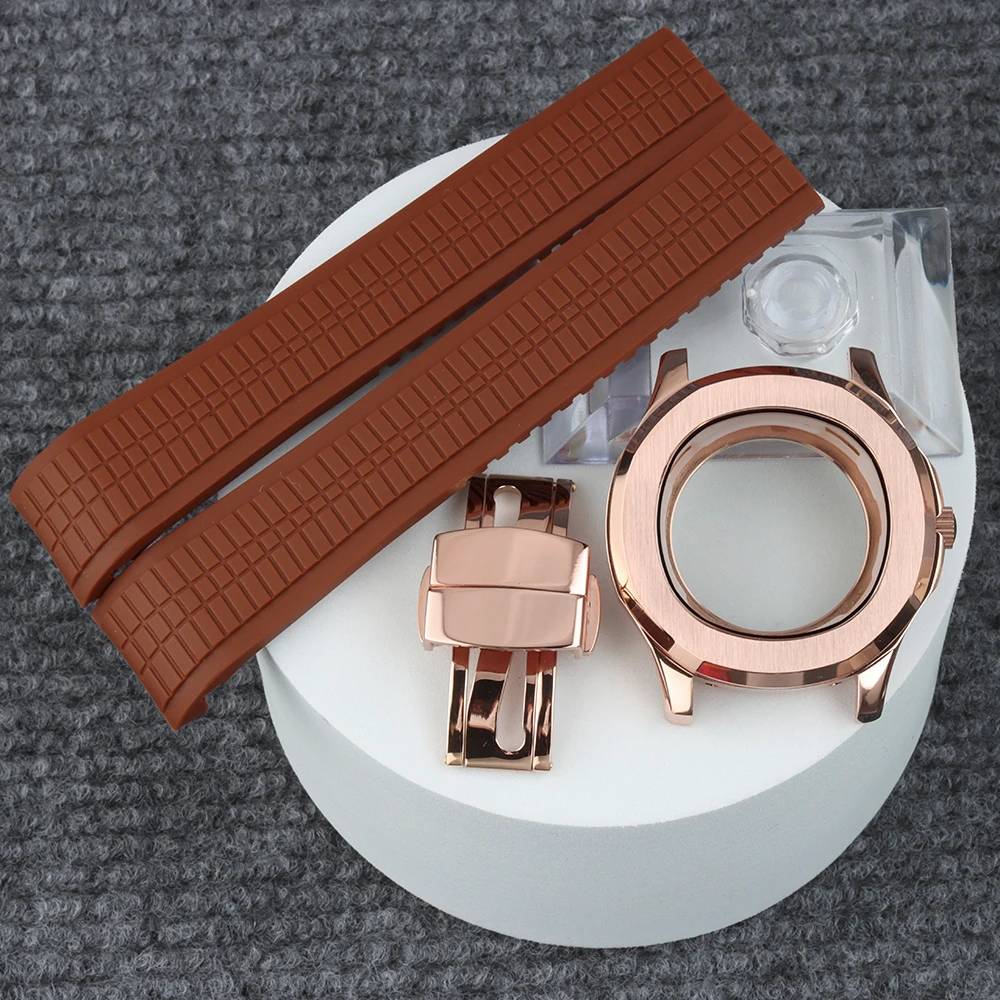 

42mm NH35 Case 21mm Strap Waterproof Men's Case Set For Aquanaut NH35 NH36 NH38 Movement Sapphire glass Case Rubber Bracelet