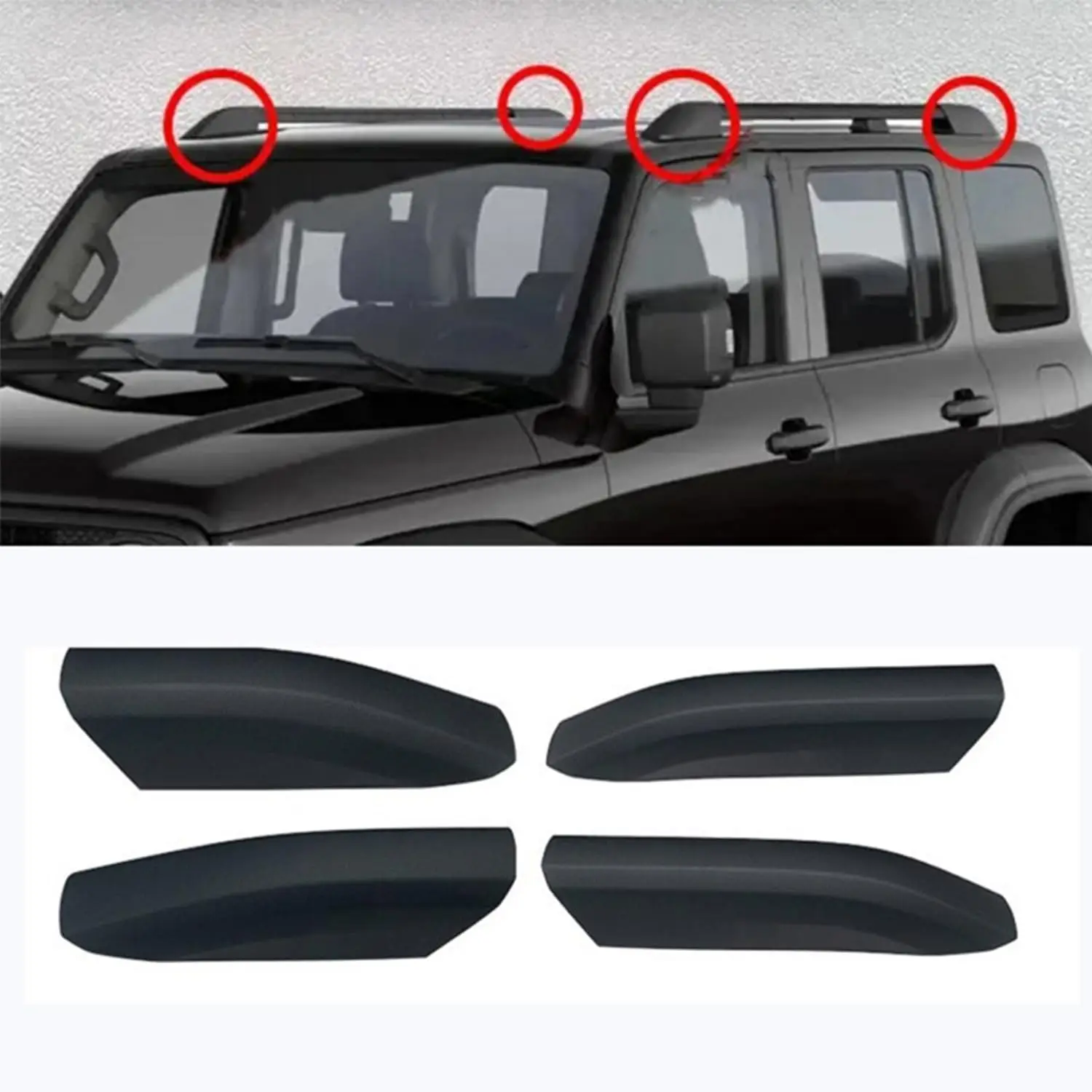 For GWM Tank 300 2020-2025 Black Roof Rails Rack Leg End Cap Shell Protection Cover Car Exterior Accessories 4pcs