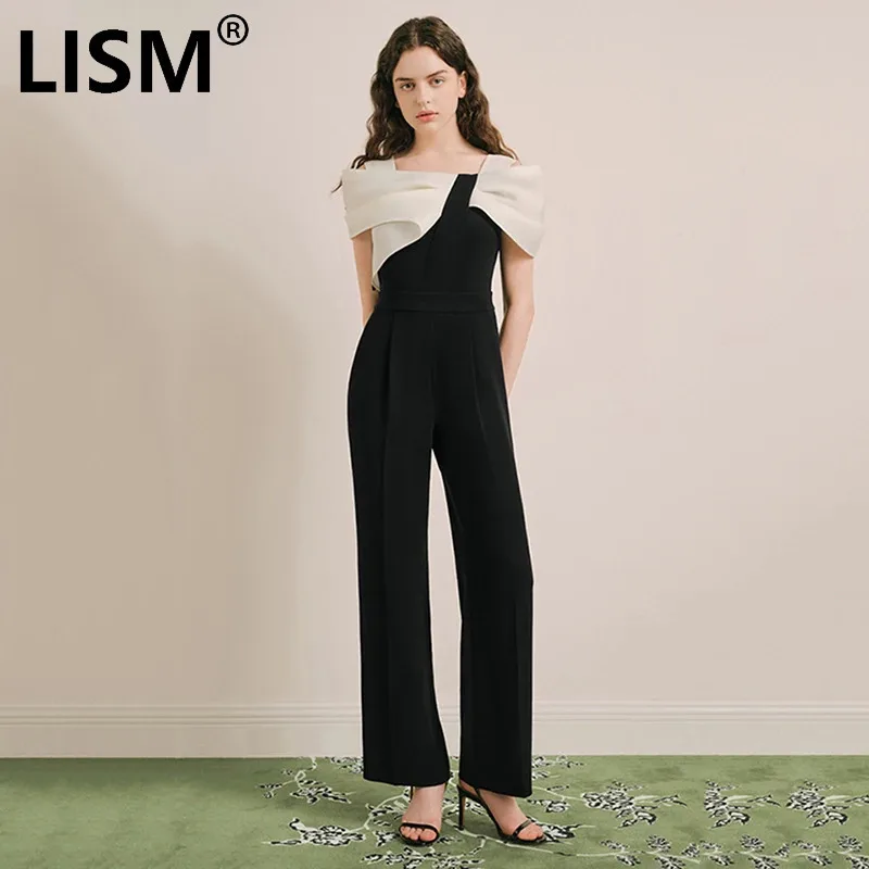 

LISM Fashion Women's Jumpsuit Contrast Color Patchwork High Waist Sleeveless Design Elegant Party Jumpsuits 2025 Spring New