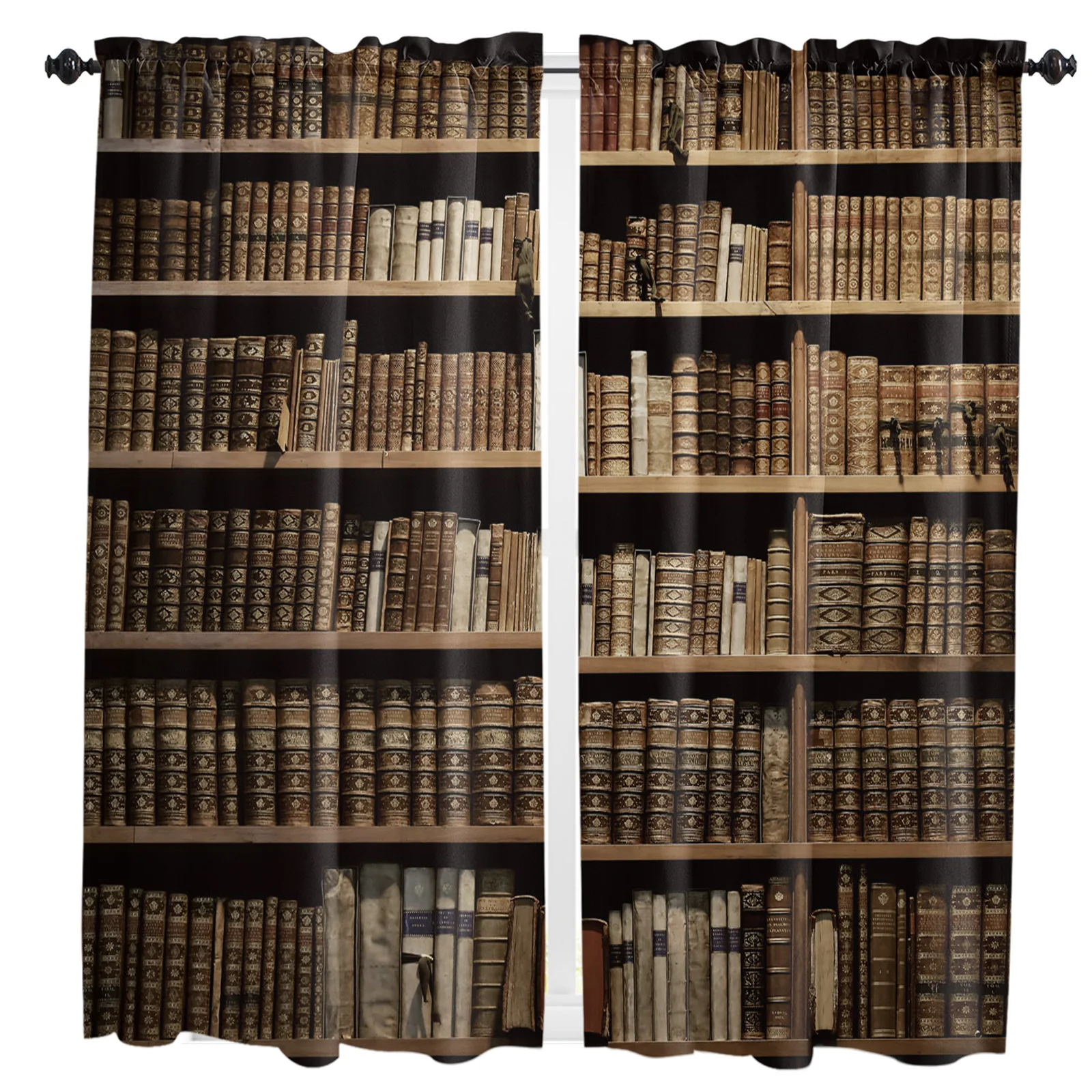 Ancient Library Book Curtain For Living Room Kids Bedroom Kitchen Window Curtains Home Essentials Interior Drapes