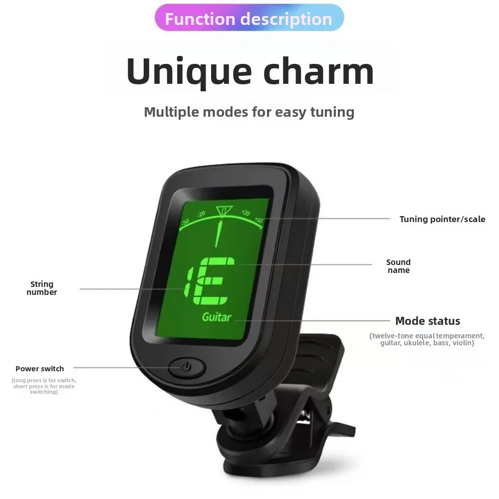 Clip-On Digital Guitar Tuner 360 Degree Rotatable LCD Guitarra Tuner Portable Universal LCD Display Digital Tuner Musical