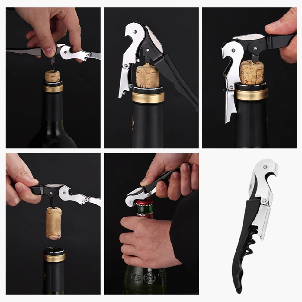 Bottle Opener Multifunctional Seahorse Knife Black Stainless Steel Red Wine Bottle Opener 1pcs Kitchen Restaurant Bar Tools