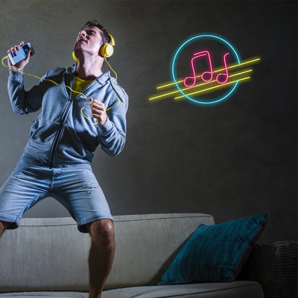 Music Neon Sign for Art Studio Room Bar Party Club LED Light Up Sign Music Lover Neon Hotel Recording Studio Decor Neon Sign