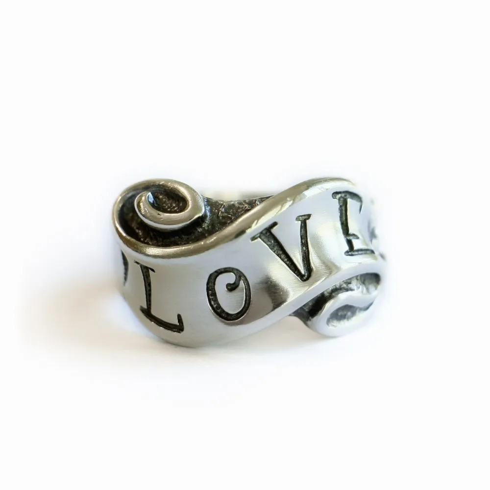 Liefde En Haat Lint 925 Sterling Zilveren Bedels Ring Ons Maat 7 Tot 15