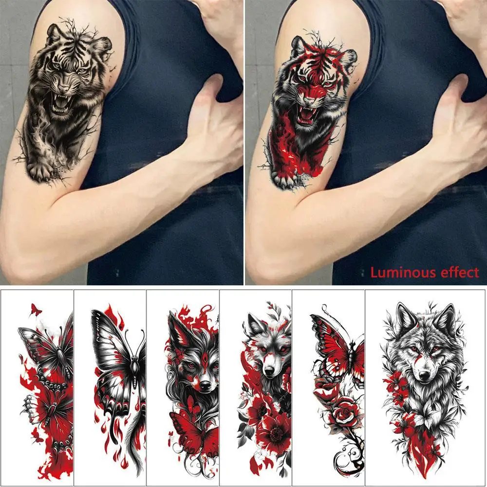 Tijdelijke Fake Tattoo Kleurverandering Water Transfer Paster Langdurig item Kleurrijke Body Art Waterdichte Tijger Tattoo Sticker