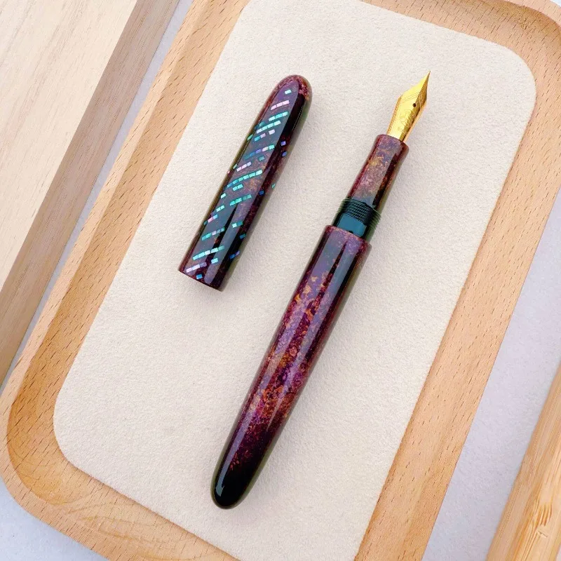 

BALAOYE Pen JIYUE Natural Lacquer Handmade Fountain Pen Bock Nib 0.5F Inlaid with Shell Hard Rubber Writing Stationery Gift Box