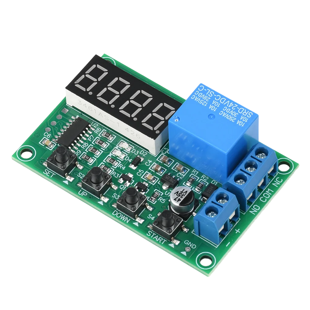 DC12V/24V 10A Infinite Cycle On/Off Digital Display Time Relay Module 0.36-Inch 4-Digit Red Display 0.1-999.9 Hours