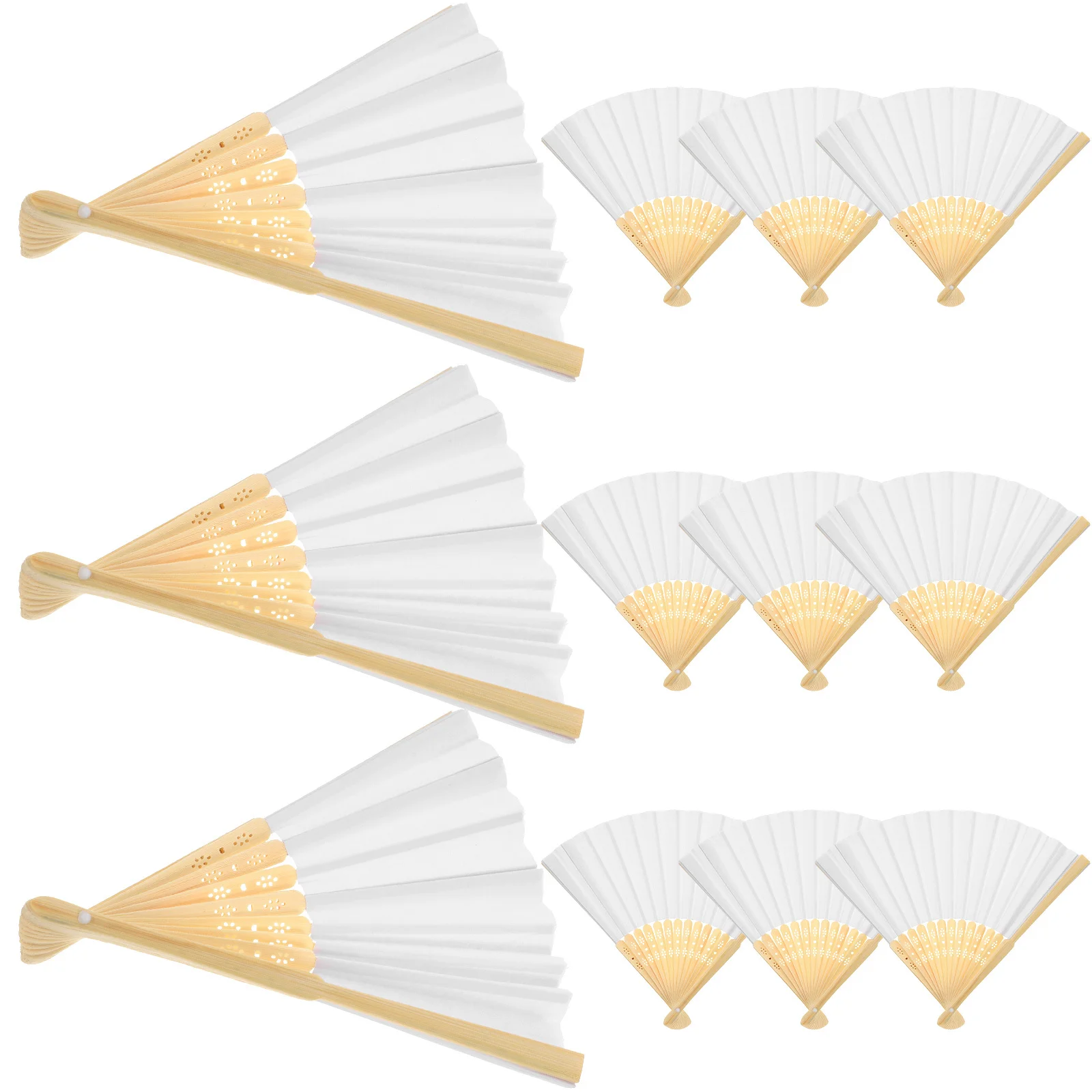 

12Pcs Chinese Handheld Folding Fan Blank Sturdy Portable Fans for Dancing Wedding Performance Travel Hand Fan Chinese Hand Fans