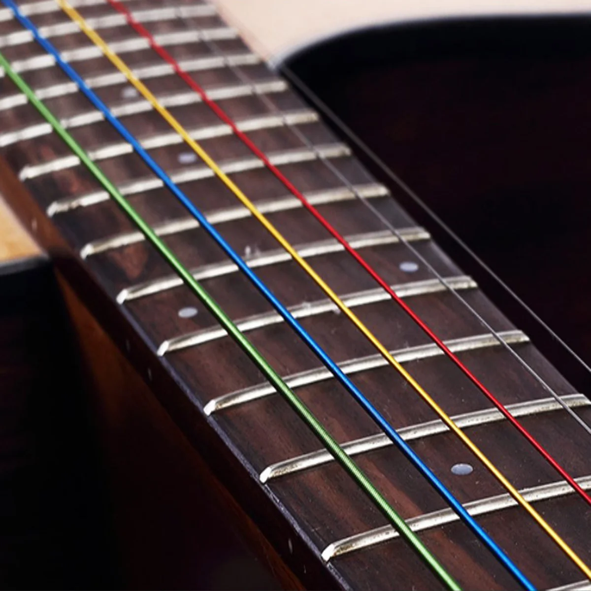 6 Stuks Gekleurde Akoestische Gitaar Snaren Staal Zeshoekige Kern Roestvrij Gecoat Heldere Heldere Tone Vervanging Gitaar Snaren