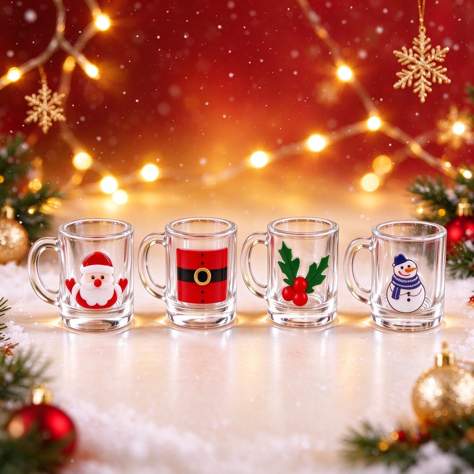 4pcs Simulation 1:12 Dollhouse Furniture Water Cup Red Wine Glass Christmas Style Dollhouse Wine Glass Miniature Transparent