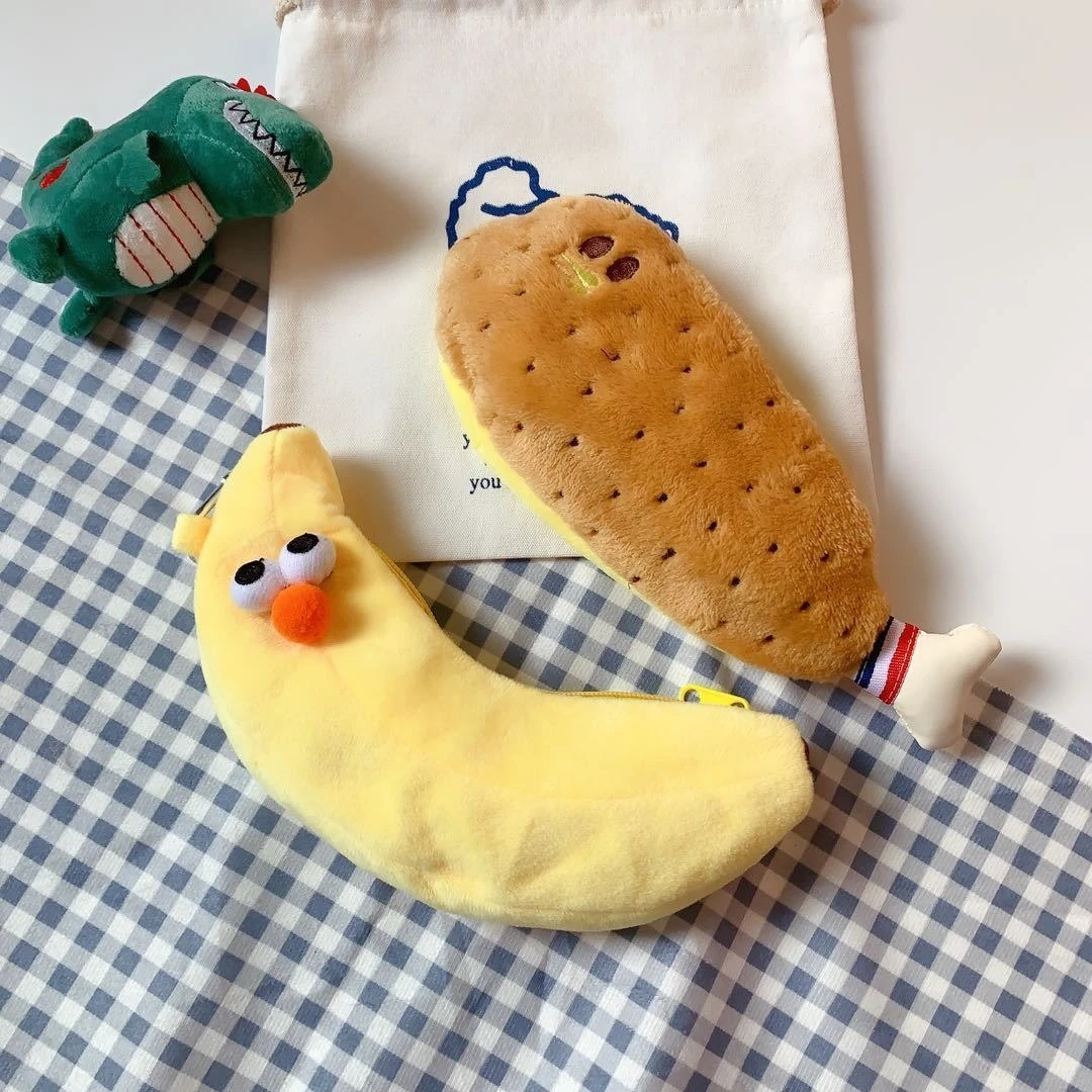 Fun and Quirky Food-Shaped Plush Pencil Case (Without Pencils) - Ins-Style Food-Shaped Plush Storage Bag for School Supplies, Home Desktop Organization, and Portable Storage for Commuting. Stores Various Writing Tools, Bluetooth Earphones, Lipstick and Makeup Samples, Hair Ties, Hair Clips, Keys, and Other Small Items. Novel and Interesting Designs Add a Touch of Fun to Outfits, Creating a Lively and Dynamic Image for Girls