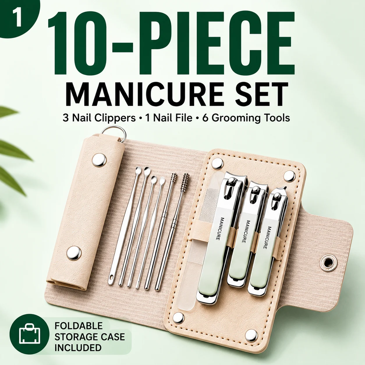 Leather Tooling Kit - 10Pcs Manicure Pedicure Set Nail Clipper