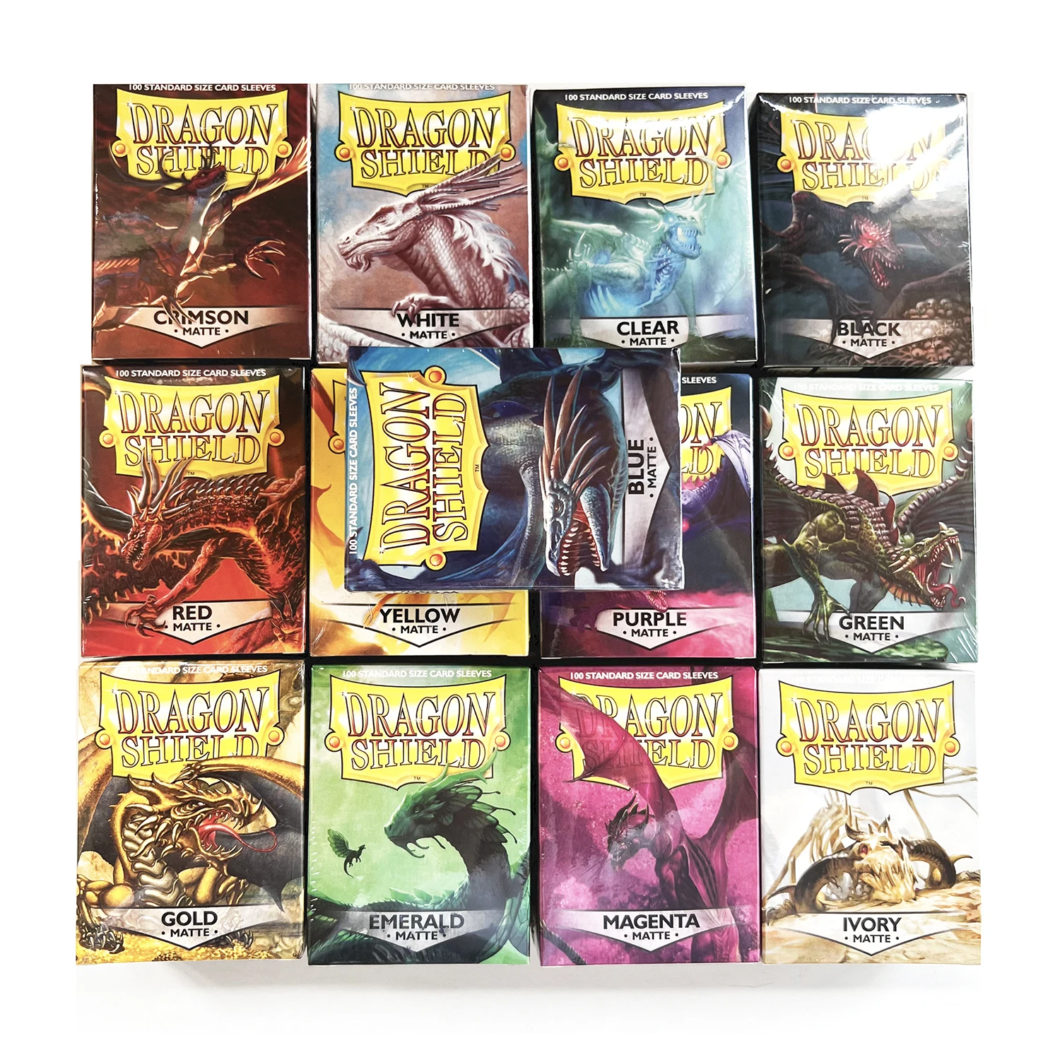

Dragon Shield Standard Size 100ct Matte Black Clear Blue Yellow White Cards Sleeves Protector for Pkm MGT Cover Games
