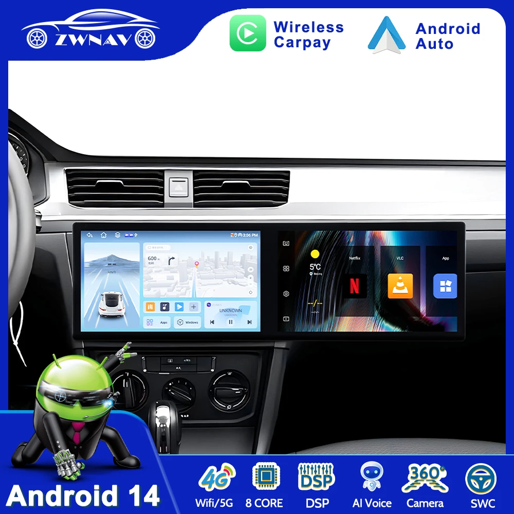 

Для Volkswagen Bora 2016-2018 Автомобильный радиоприемник Мультимедийный плеер Беспроводной Carplay Android 14 Авторадио Стерео GPS Navi Головное устройство