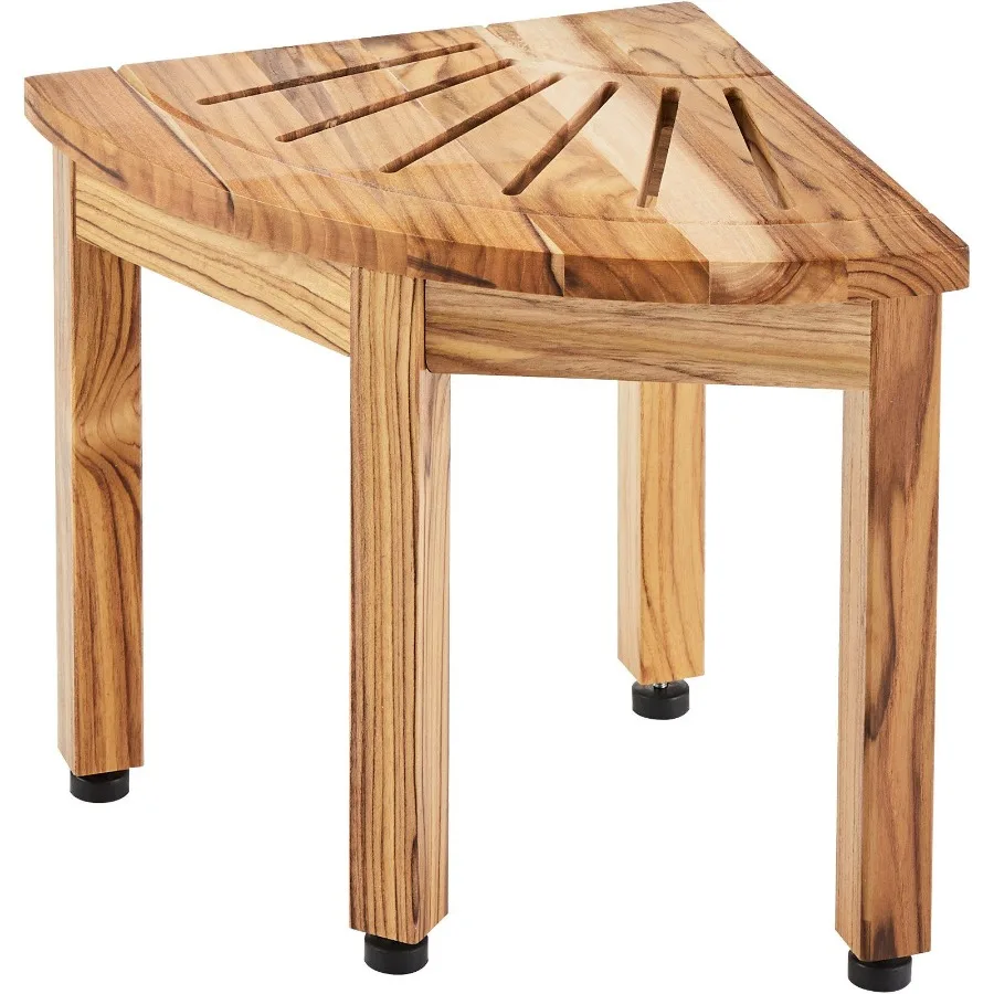 

Corner Teak Shower Bench 12.4 Height 11.5 Radius 100 Teak Wood Corner Shower Beach Moldresistant 300 LBS with Storage Shelf Sh