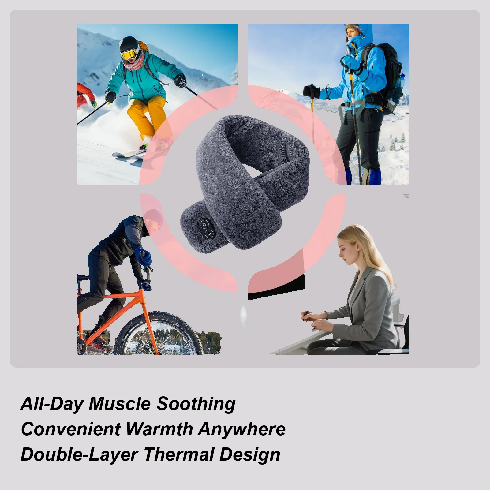 

Шарф на шею с подогревом, мягкий массажный моющийся электрический шарф с USB-подогревом для езды на велосипеде, катания на лыжах, бега, кемпинга, путешествий, мужчин, подростков