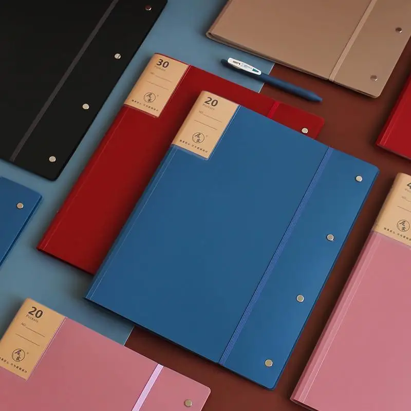 New A3 Display Book 20/30/40 Pages Transparent Insert Folder Document Storage Bag for Bank Campus File Office Workplace Student