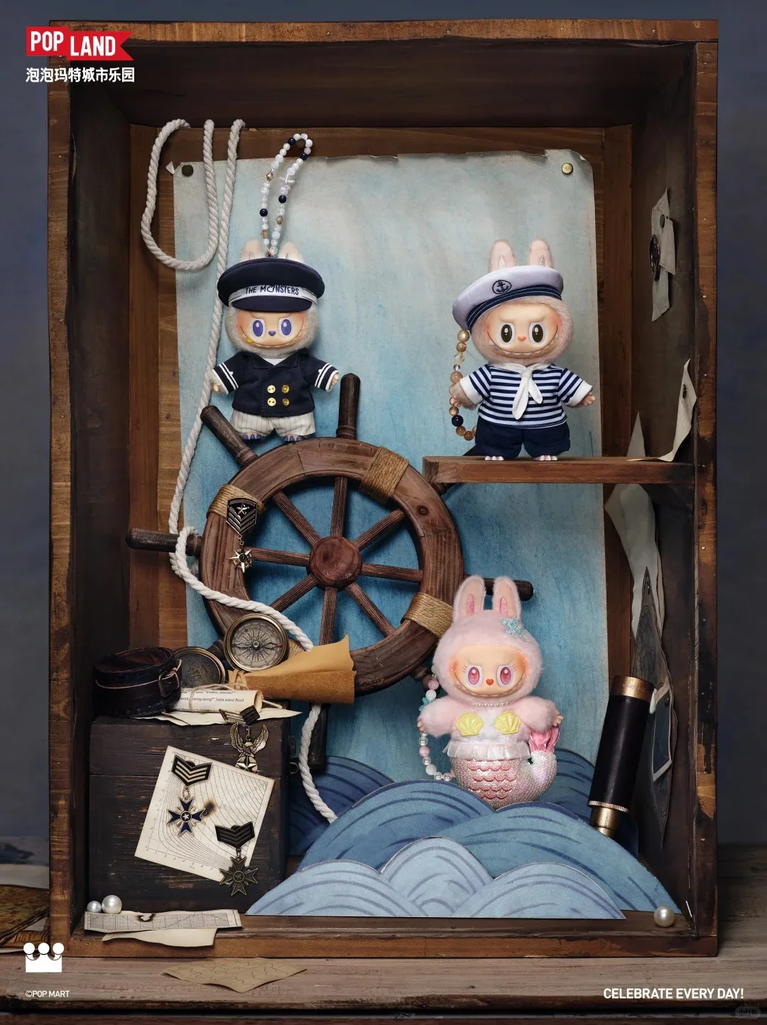 

POPMART Mokoko Mermaid and Flying De Nlie Gende LABUBU Captain Sailor Series Cute Doll and Surrounding Decorations Gifts