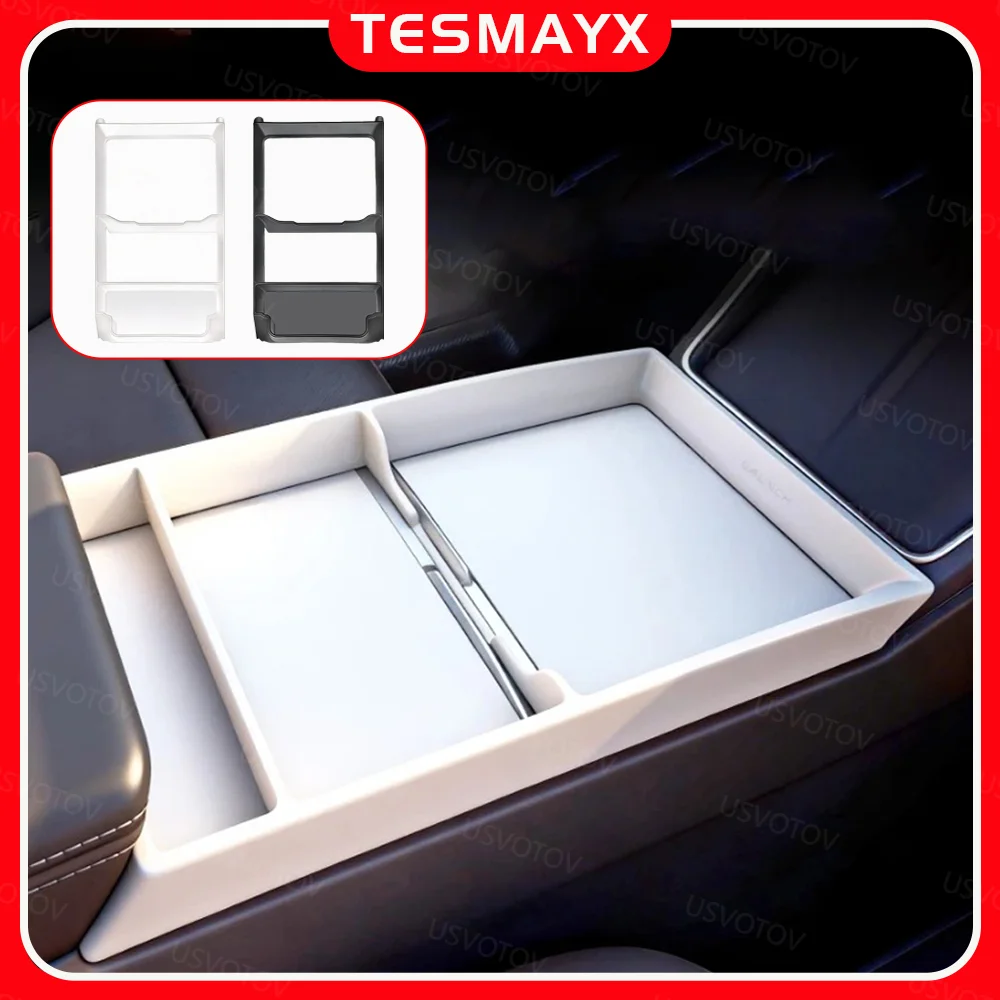 Capa para Console Central para Tesla Model 3 Y YL Juniper 2025 2026, Moldura do Painel de Controle Central, Caixa Organizadora e Suporte para Óculos