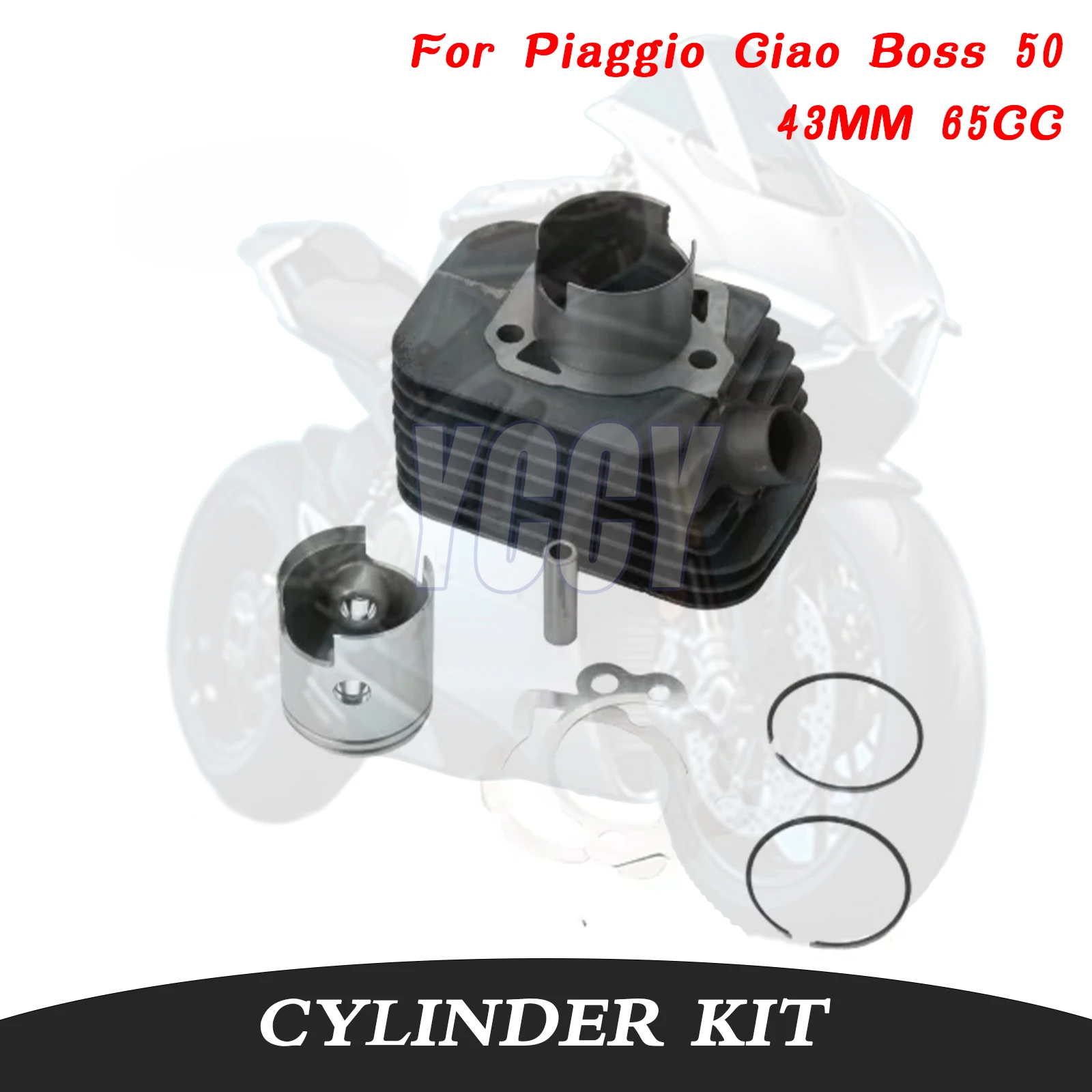 

43MM 65CC Big Bore Motorcycle Cylinder Kit Piston Ring Gasket For Piaggio Ciao Boss 50 Boxer Grillo Si Bravo Ceao 50cc 2-Stroke