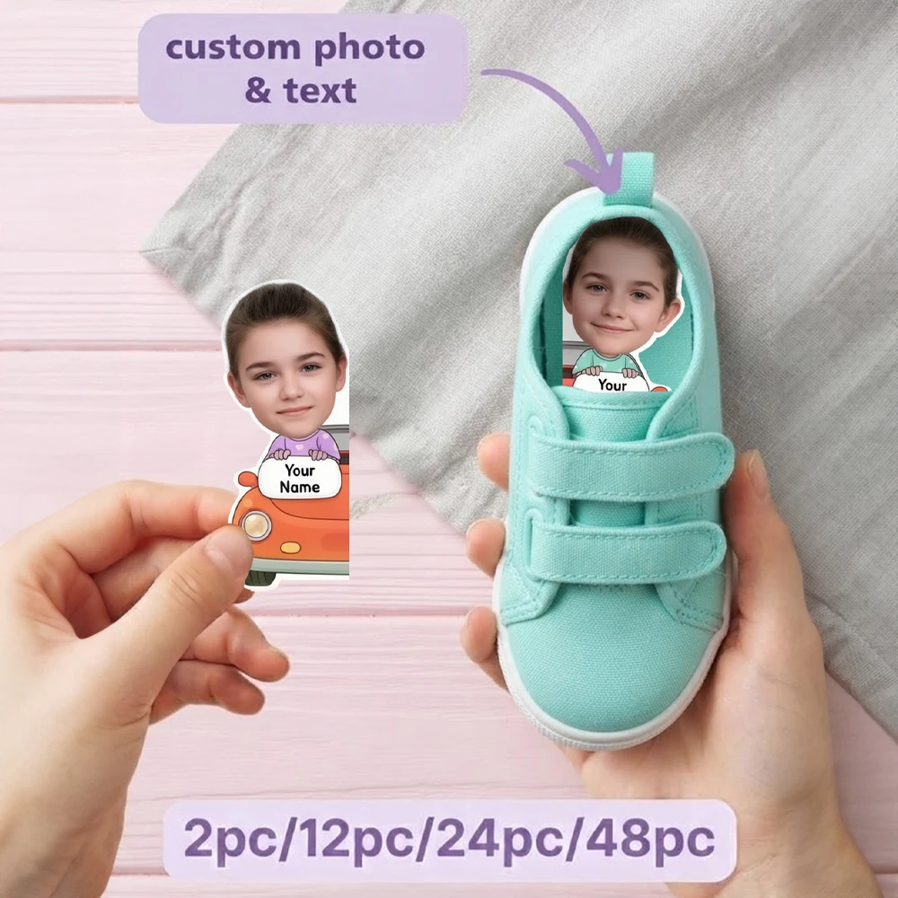 Custom Photo Personalized Split Puzzle Shoe Name Stickers,Back To School Gift, Daycare Students, Sneakers Rain Boots Marking