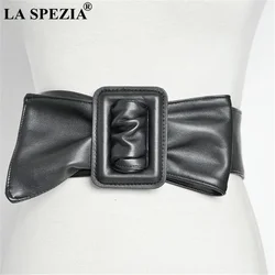 Ceinture large en cuir avec grand nœud pour femme, Cummerbund rouge pour femme, marque de mode pour femme, ceinture monochrome pour robes, 2024