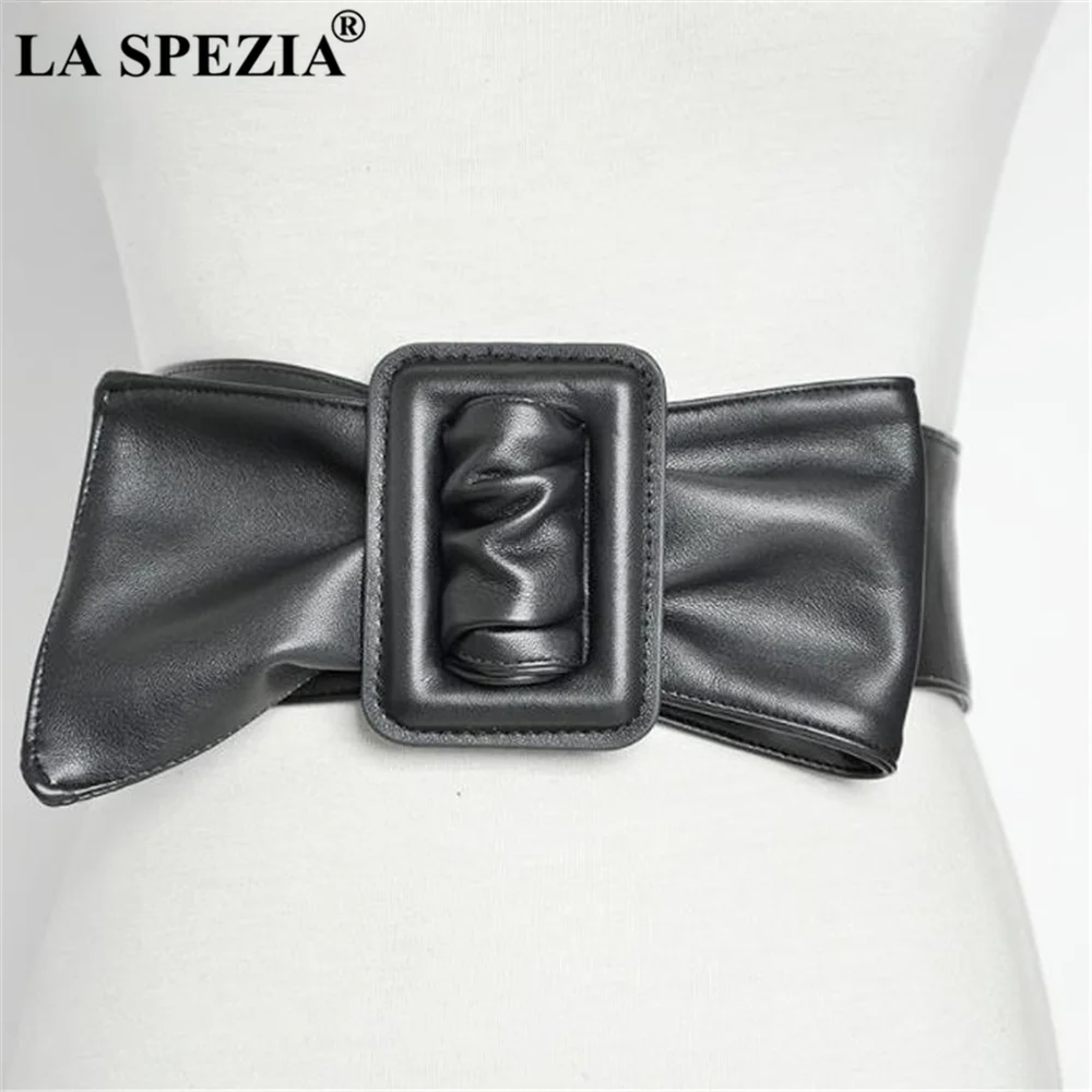 Wide Women Belt For Dresses Leather Big Bow red Cummerbund Ladies Fashion 2024 Brand Solid Female Wide Waist Belt