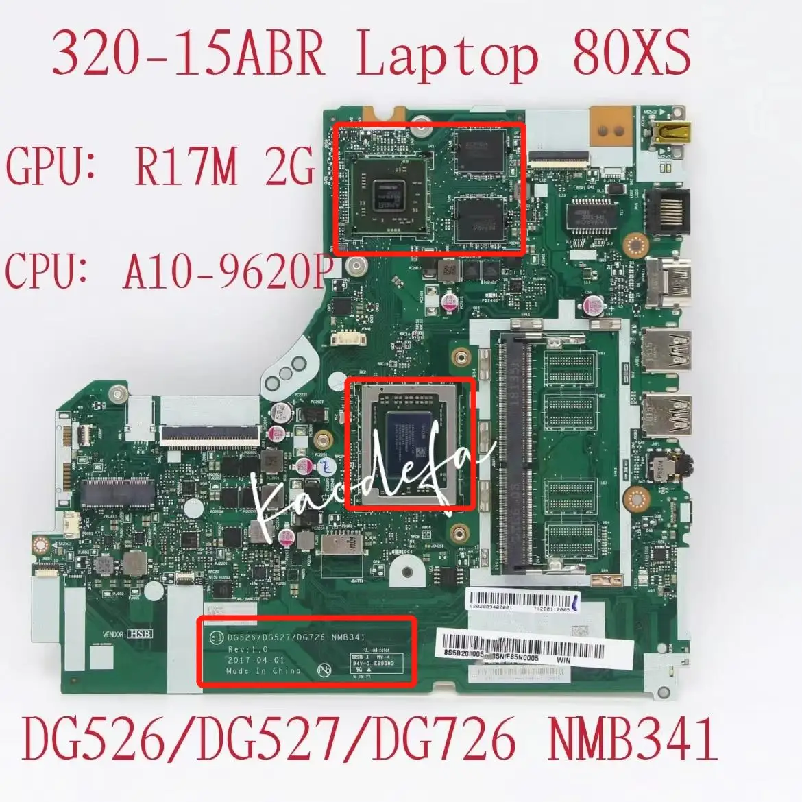 

NMB341 For Lenovo Ideapad 320-15ABR Laptop Motherboard CPU:A10-9620P GPU：R17MM 2G 100% Test Ok