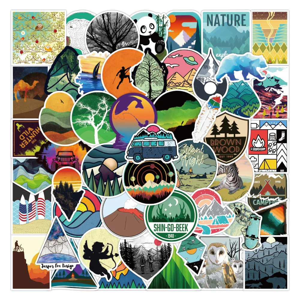 10/30/50/100pcs Hiking Camping Travel Stickers Outdoor Decals Laptop Scrapbook Phone Guitar Suitcase Decoration Sticker Kids Toy