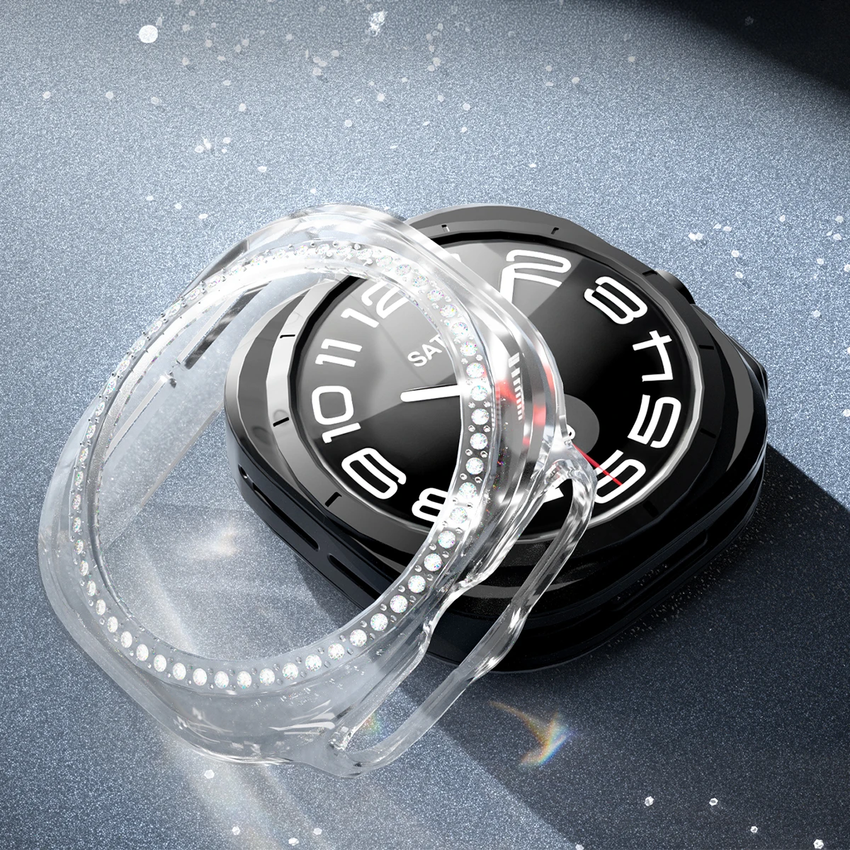 Bling PC Case for Samsung Galaxy Watch Ultra 2 2026 Men Women Diamond Shockproof Anti-Scratch Replacement Accessories Set