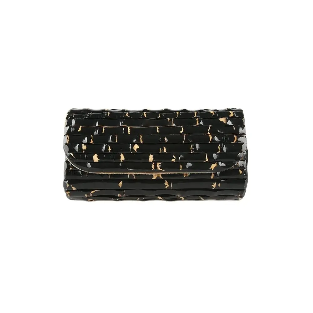 Nilerun New Fashion Creative Shiny Black Paint Unique Handmade Real Hard Natural Bamboo Root Evening Bag Purse Clutch for Women