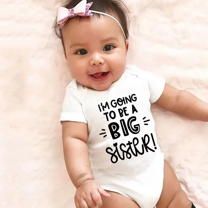 I'm Going Yo Be a Big Sister Funny Print Newborn Baby Bodysuits Cotton Soft Baby Onesies Summer Short Sleeve Baby Romper