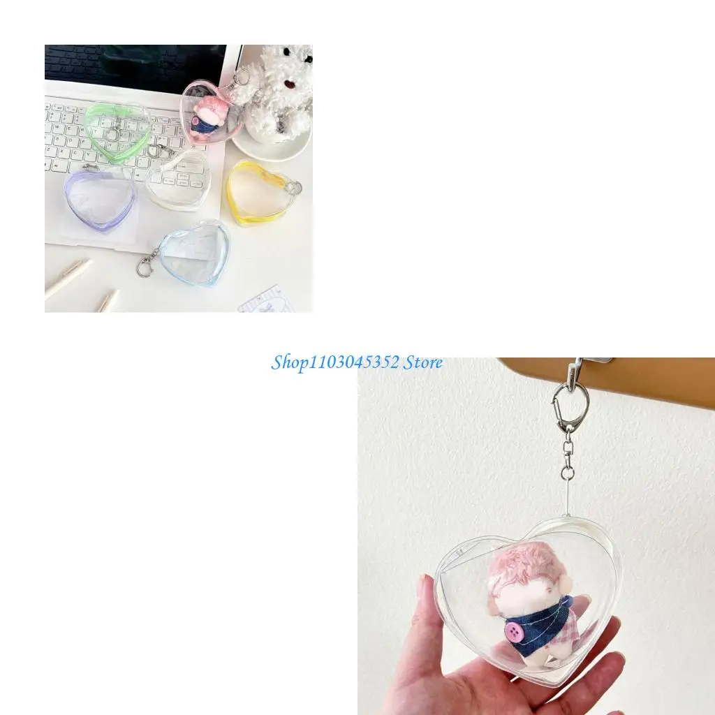 

Clear Figure Display Bag with Keychain Portable Small Doll Storage Pouches Bag