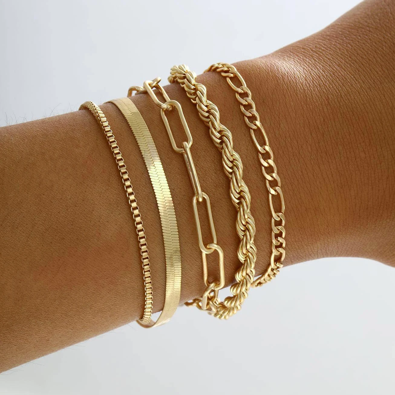 

New Snake Bone Chain Personalized Creative Multi-layer Twist BoxChainBracelet 5PCS Set