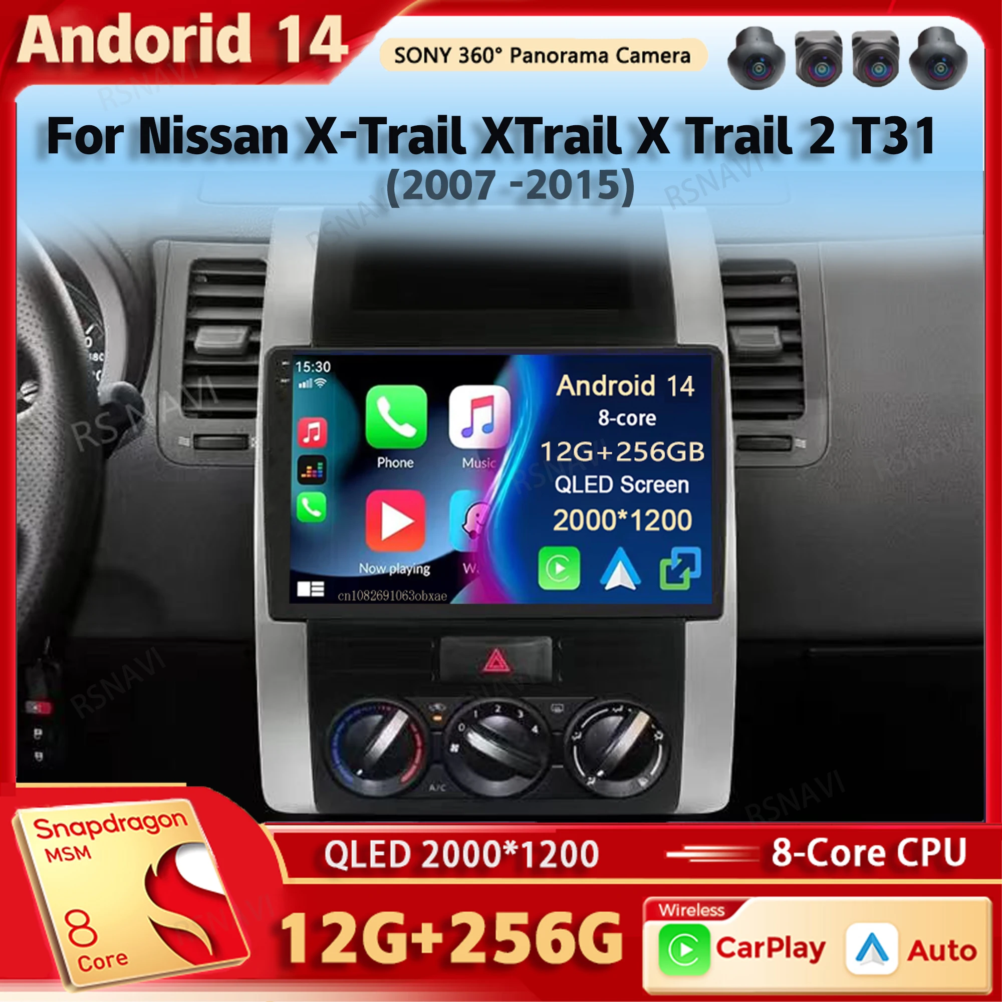 

Автомобильный радиоприемник Android 14, мультимедийный плеер для Nissan X-Trail XTrail X Trail 2 T31 2007-2015 Auto Carplay, автомобильная стереосистема DSP Ai Voice