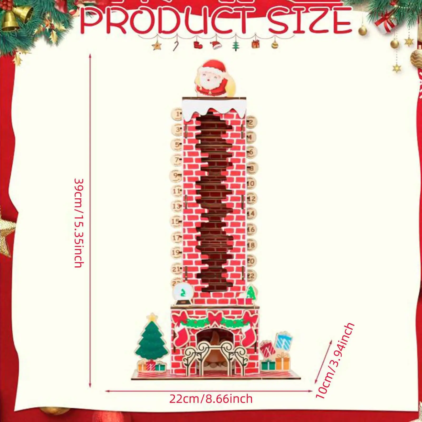 

Christmas Wooden Advent Calendar Ornament Holiday Decoration Tabletop Centerpiece for Offices Dorm Bedroom Restaurants Office