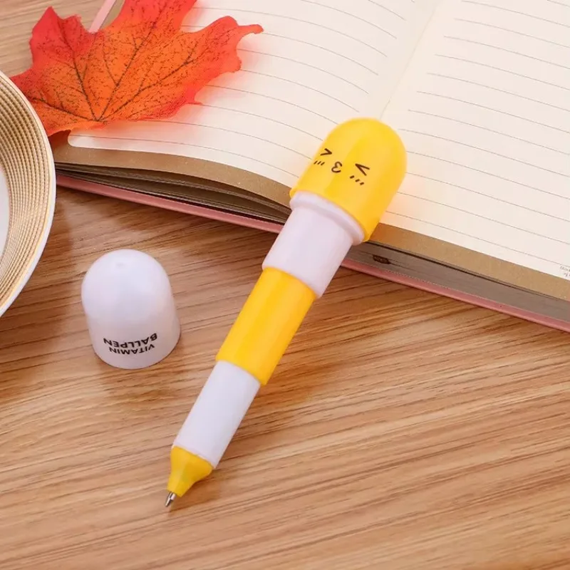 100PCS Creative Pill Pen Student Stationery Ballpoint Pen Pill Capsule Telescopic Styling Fun Prizes